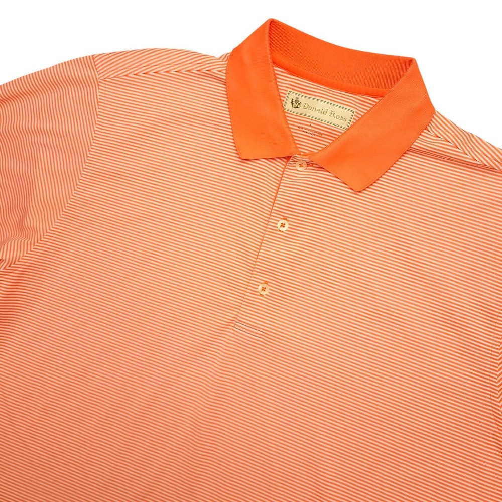Donald Ross Polo Shirt Mens L Orange Stripe Golf‎ Performance Lightweight Top